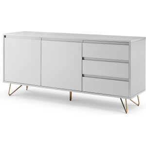 Dressoir Lucy Wit - MDF - Breedte 150 cm - Hoogte 70 cm - Diepte 40 cm - Met lades - Met planken - Met openslaande deuren