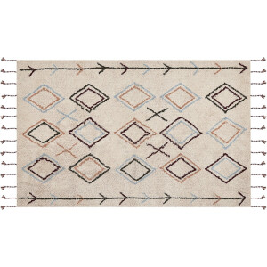 CORUM - Laagpolig vloerkleed - Lichtbeige - 140 x 200 cm - Katoen