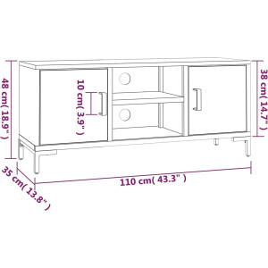 vidaXL - Tv-meubel - 110x35x48 - cm - massief - grenenhout - bruin