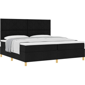 vidaXL - Boxspring - bed - met - matras - met - hoofdeinde - Zwart - 200 - x - 200 - cm - Stof