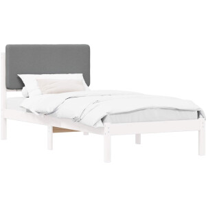 vidaXL - Bedframe - met - Gevoerde - Hoofdbord - Lichtgrijs - 90 - x - 200 - cm