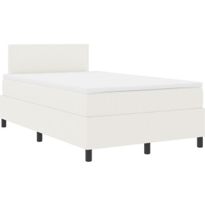 vidaXL - Boxspring - bed - Crème - en - Wit - 120 - x - 190 - cm - Corduroy - stof