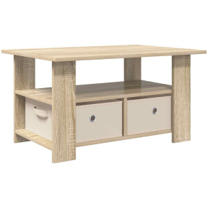 vidaXL - Salontafel - met - lade - Sonoma - Eik - 77 - x - 55 - x - 42 - cm - Bewerkt - hout