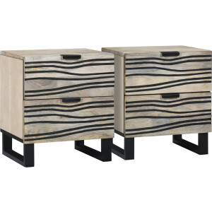 vidaXL - Nachtkastje - 2 - st - Wit - 40 - x - 33 - x - 46 - cm - Bewerkt - hout