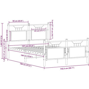 vidaXL - Bedframe - zonder - matras - hout - sonoma - eikenkleurig - 137x190 - cm