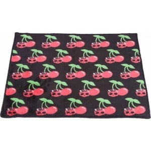 MB-Müller Premium Badmat met Kersen en Skulls Patroon - 60x45cm - Zwart met Rood / Groen – 100% Polyester | Douchemat | Badkamer Mat