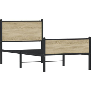 vidaXL - Bedframe - zonder - matras - metaal - sonoma - eikenkleurig - 75x190 - cm