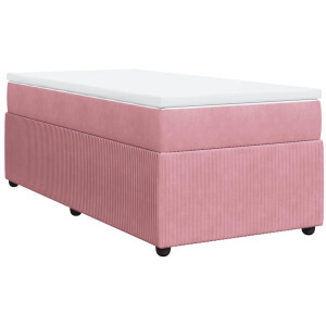 vidaXL - Boxspring - met - matras - fluweel - roze - 80x200 - cm