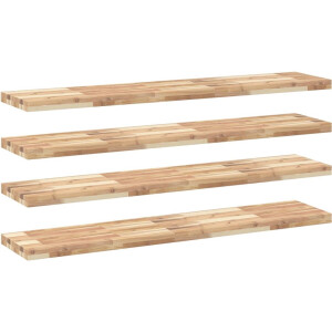 vidaXL - Wandschappen - 4 - st - zwevend - 140x30x4 - cm - onbehandeld - acaciahout