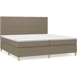 vidaXL - Boxspring - met - matras - stof - taupe - 200x200 - cm