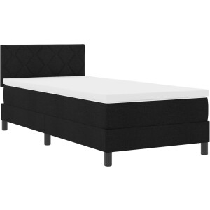vidaXL - Boxspring - bed - met - hoofdeinde - Zwart - 90 - x - 200 - cm - Stof