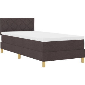 vidaXL - LED - Box - Spring - Bed - met - hoofdeinde - Donkerbruin - 90 - x - 200 - cm - Stof