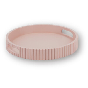 Housevitamin Dienblad 25,5x25,5 cm – Lichtroze– Geribbelde Rand – MDF – 4 cm Hoog – Nordic Design – Decoratief & Functioneel