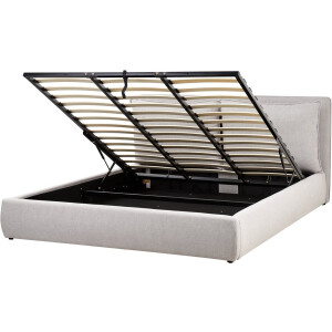 BELIANI BAJONNA - Bed met opbergruimte - Lichtgrijs - 180 x 200 cm - Polyester