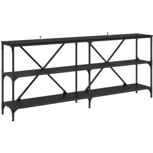 vidaXL - Wandtafel - Zwart - Eiken - 180 - x - 30 - x - 75 - cm - Bewerkt - hout