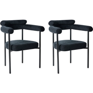 BELIANI LYNEY - Eetkamerstoel set van 2 - Zwart - Polyester
