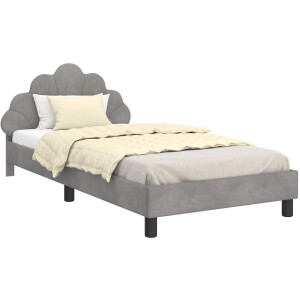 vidaXL - Kinderen - bedframe - met - hoofdboard - Lichtgrijs - 80 - x - 200 - cm - Fluweel