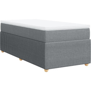 vidaXL - Boxspring - met - matras - stof - lichtgrijs - 90x190 - cm