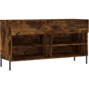 vidaXL - Schoenenbank - 102x35x55 - cm - bewerkt - hout - gerookt - eikenkleurig