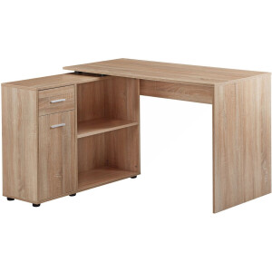 design hoekbureau met plank Sonoma 120 x 75,5 x 106,5 cm | Moderne bureau computer tafel studie | Hoek bureau thuiskantoor