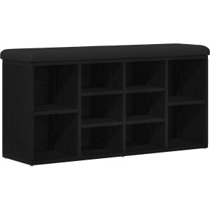 vidaXL - Schoenenbank - Zwart - Eiken - 102 - x - 32 - x - 50 - cm - Bewerkt - hout
