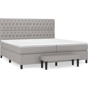 vidaXL - Boxspring - met - matras - stof - lichtgrijs - 200x200 - cm