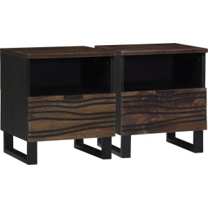 vidaXL - Nachtkastje - 2 - st - Walnotenhout - 40 - x - 33 - x - 46 - cm - Bewerkt - hout