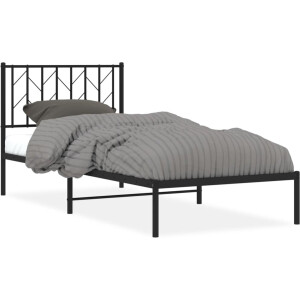 vidaXL - Bedframe - met - hoofdbord - metaal - zwart - 90x190 - cm
