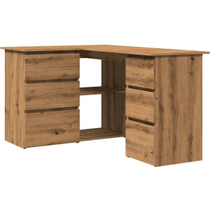 vidaXL - Hoekbureau - 145x100x76 - cm - bewerkt - hout - artisanaal - eikenkleur