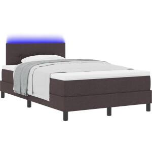 vidaXL - Boxspring - bed - met - matras - met - LED - Donkerbruin - 120 - x - 190 - cm - Stof