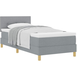 vidaXL - Boxspring - bed - met - kussen - Lichtgrijs - 90 - x - 190 - cm - Stof