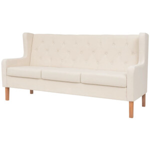 vidaXL Driezitsbank - Stof - Crèmewit - 180 cm Drie Persoons Bank - Sofa - Banks Kopen - Salon Meubilair - Creme Wit Bank