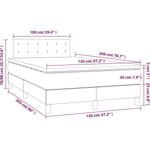 vidaXL - Boxspring - met - matras - stof - taupe - 120x200 - cm