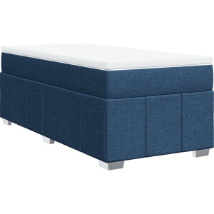 vidaXL - Boxspring - met - matras - stof - blauw - 100x200 - cm