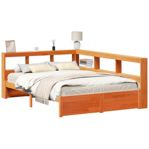 vidaXL - Boekenkast - Bed - 2 - pcs - Wasbruin - 200 - x - 160 - cm - Massief - vurenhout