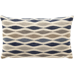 Dutch Decor TULA - kussenhoes 30x50 cm - golvend patroon - Dark Denim - multicolour - met rits - zonder binnenkussen
