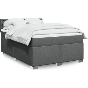 vidaXL - Boxspring - met - matras - stof - donkergrijs - 140x200 - cm