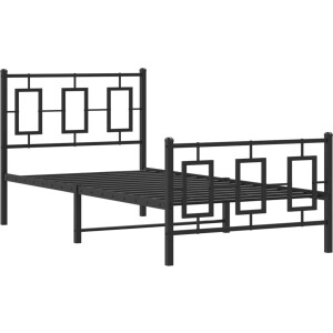 vidaXL - Bedframe - met - hoofd- - en - voeteneinde - metaal - zwart - 90x200 - cm