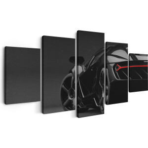 Artaza Canvas Schilderij Vijfluik Zwarte Sportwagen Auto - 150x80 - Foto Op Canvas - Canvas Print