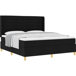 vidaXL - Boxspring - bed - met - matras - met - hoofdeinde - Zwart - 180 - x - 200 - cm - Stof