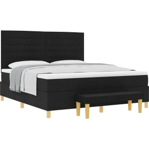 vidaXL - Boxspring - bed - met - hoofdeinde - Zwart - 200 - x - 180 - cm - Stof