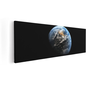 Artaza Canvas Schilderij Aarde - 90x30 cm - Wereldbol Muurdecoratie - Wanddecoratie Ruimte - Decoratie Planeet - Schilderijen Op Canvas