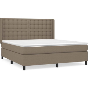 vidaXL - Boxspring - met - matras - stof - taupe - 160x200 - cm