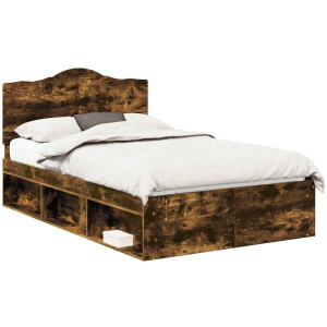 vidaXL - Bedframe - Rook - Eiken - 135 - x - 190 - cm - Massief - grenenhout