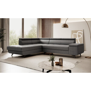 Meubella - Hoekbank Destiny - Grijs - Stof - Links