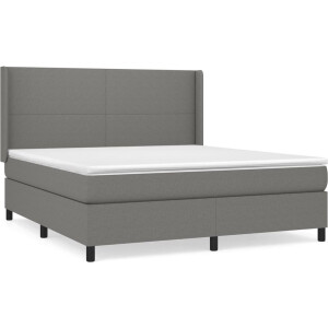 vidaXL - Boxspring - met - matras - stof - donkergrijs - 180x200 - cm