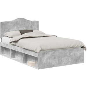 vidaXL - Bedframe - Betonnen - Grijs - 135 - x - 190 - cm - Massief - grenenhout