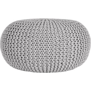 LABEL51 Poef gebreid L katoen lichtgrijs