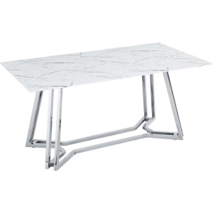 Eetkamertafel Lars Wit - Metaal - Rechthoek - 90x160cm - Hoogte 76 cm