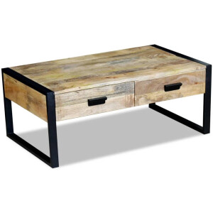 vidaXL - Salontafel - met - 2 - lades - 100x60x40 - cm - massief - mangohout